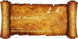 Leif Arszlán névjegykártya
